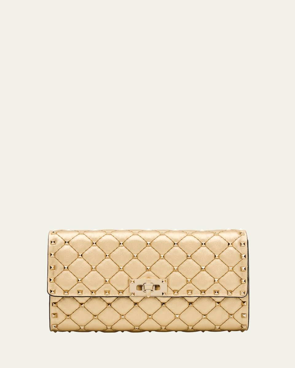 Quilted Rockstud Metallic Leather Shoulder Bag